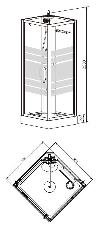 Thermo complete douchecabine alu glas
