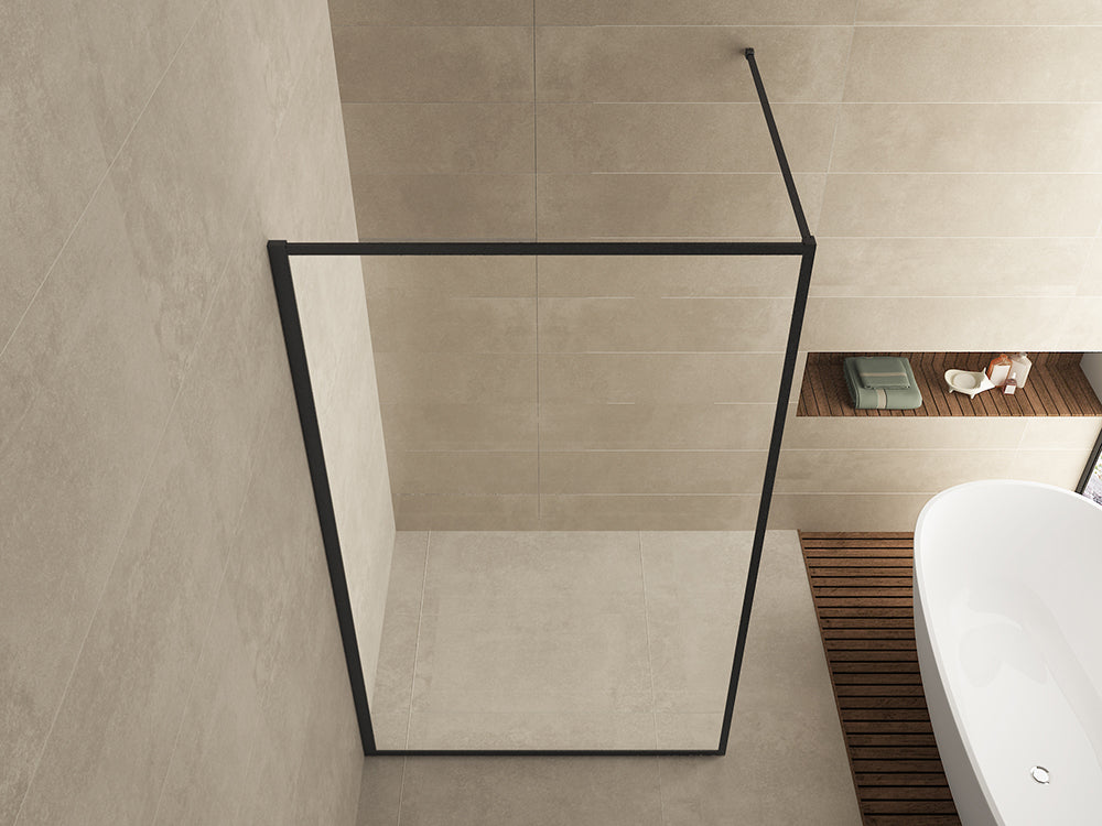 Square inloopdouche 800 x 2000 x 8 mm nano helder glas/mat zwart