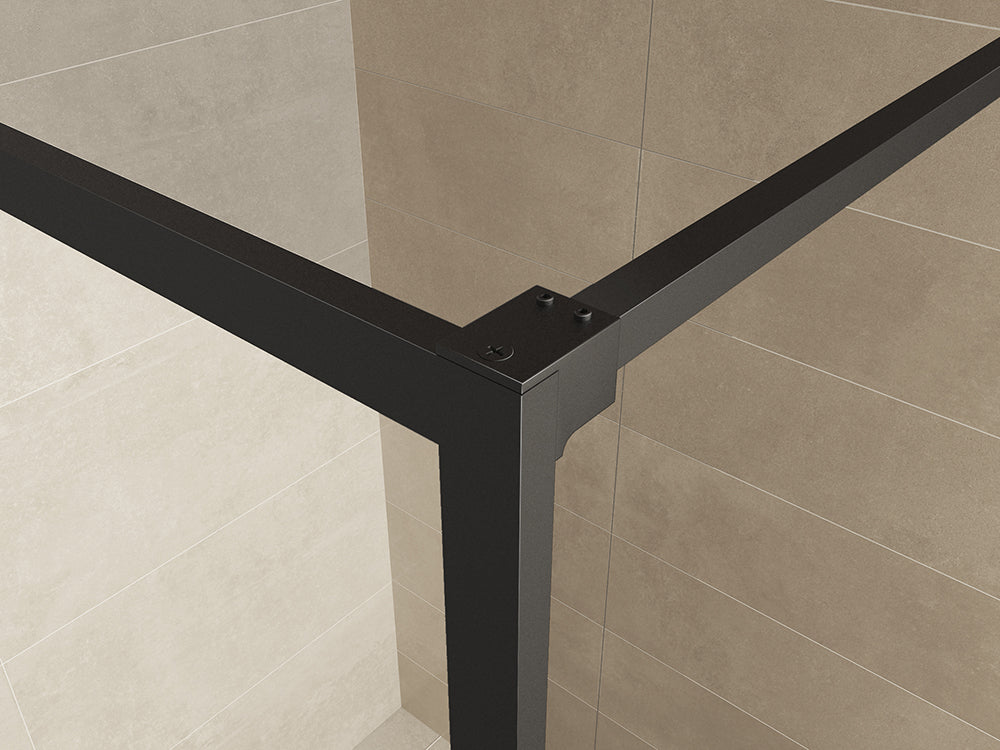 Square inloopdouche 800 x 2000 x 8 mm nano helder glas/mat zwart