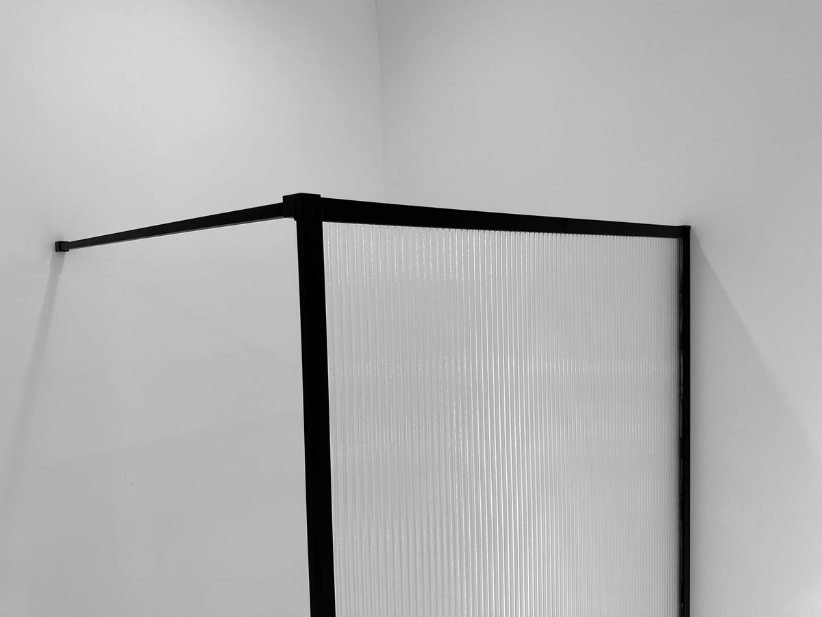 Square inloopdouche 1000 x 2000 x 8 mm nano geribbeld helder glas/mat zwart