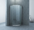 Eco kwartronde cabine met twee schuifdeuren x nano helder glas/chroom