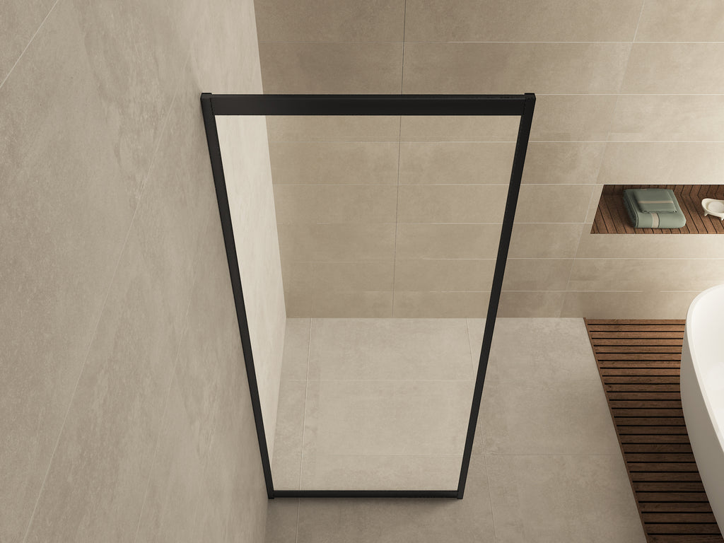 Skyline zijwand voor nis schuifdeur 800 x 2000 x 8 mm nano helder glas/mat zwart