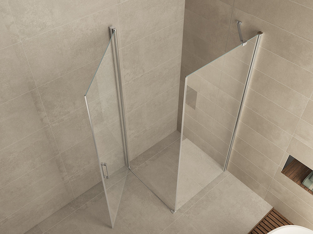 Salone cabine met 1 draaideur x nano helder glas/chroom