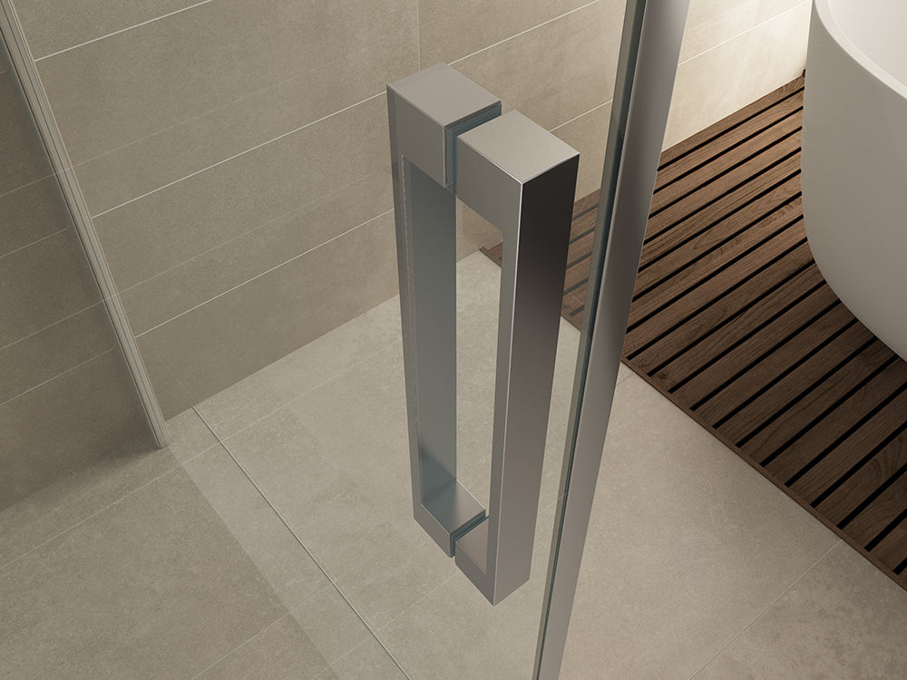 Salone cabine met 1 draaideur x nano helder glas/chroom