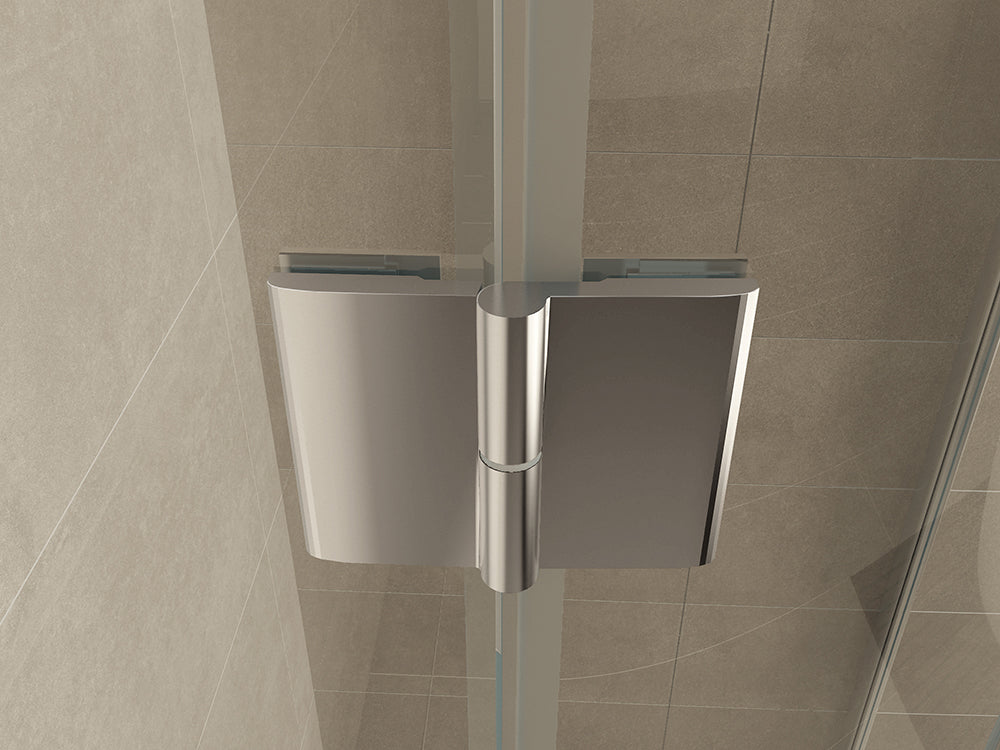 Curf cabine kwartrond met 1 draaideur links x helder glas/chroom