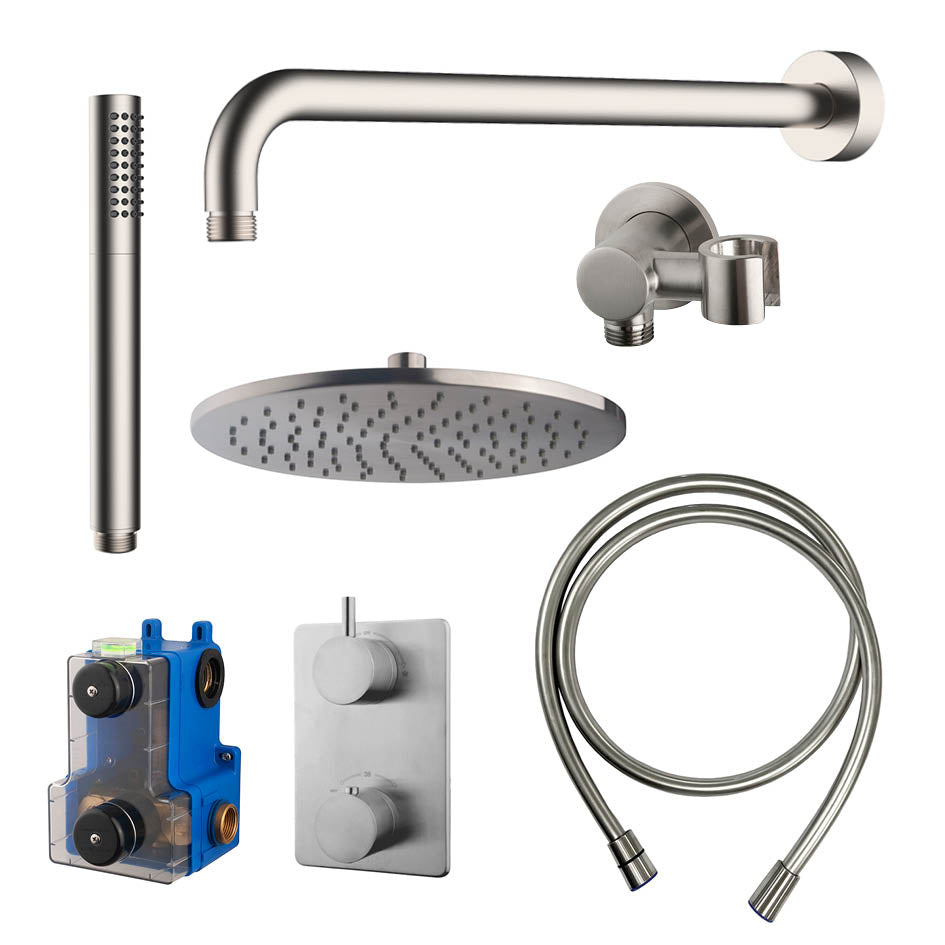 Caral inbouwthermostaat compleet met hoofddouche en staafhanddouche chroom
