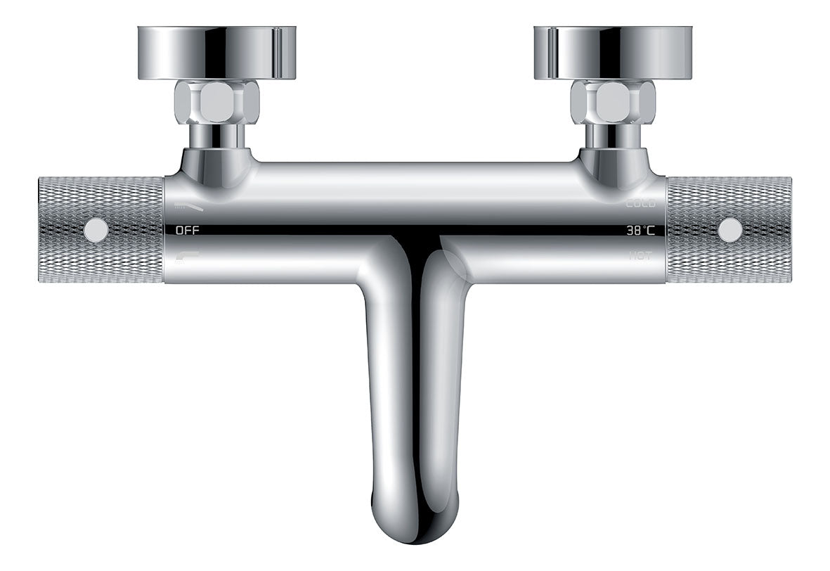 Ribbd thermostatische badmengkraan hartafstand chroom