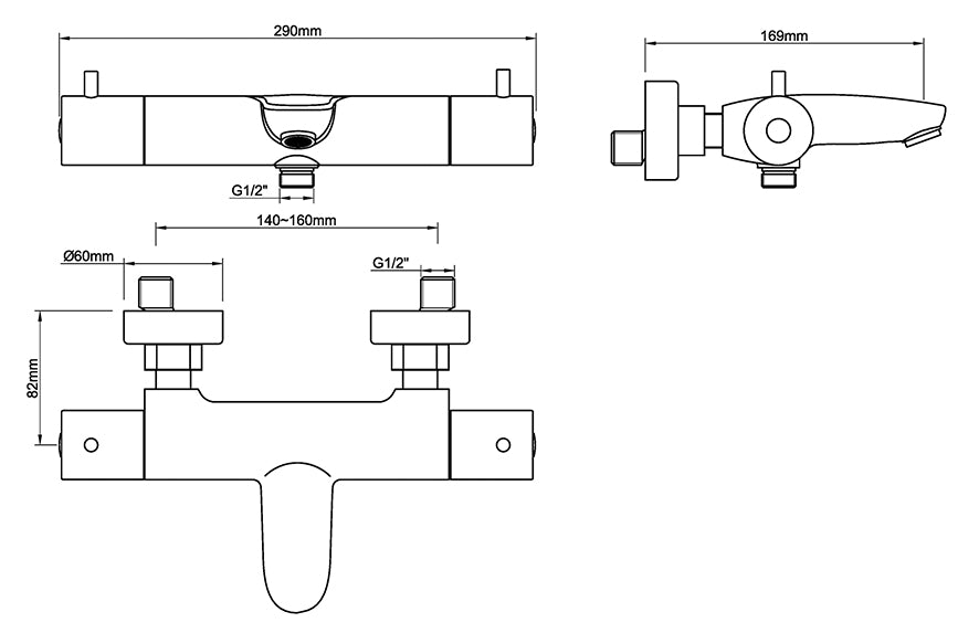 Caral thermostatische badmengkraan geborsteld brons koper PVD