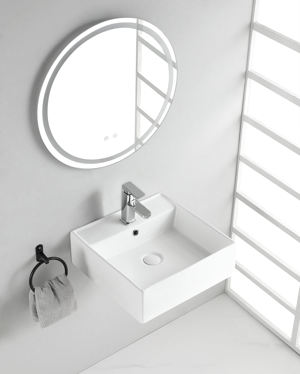 Larx waskom vierkant 46 x 46 x 16,5 cm keramiek glans wit