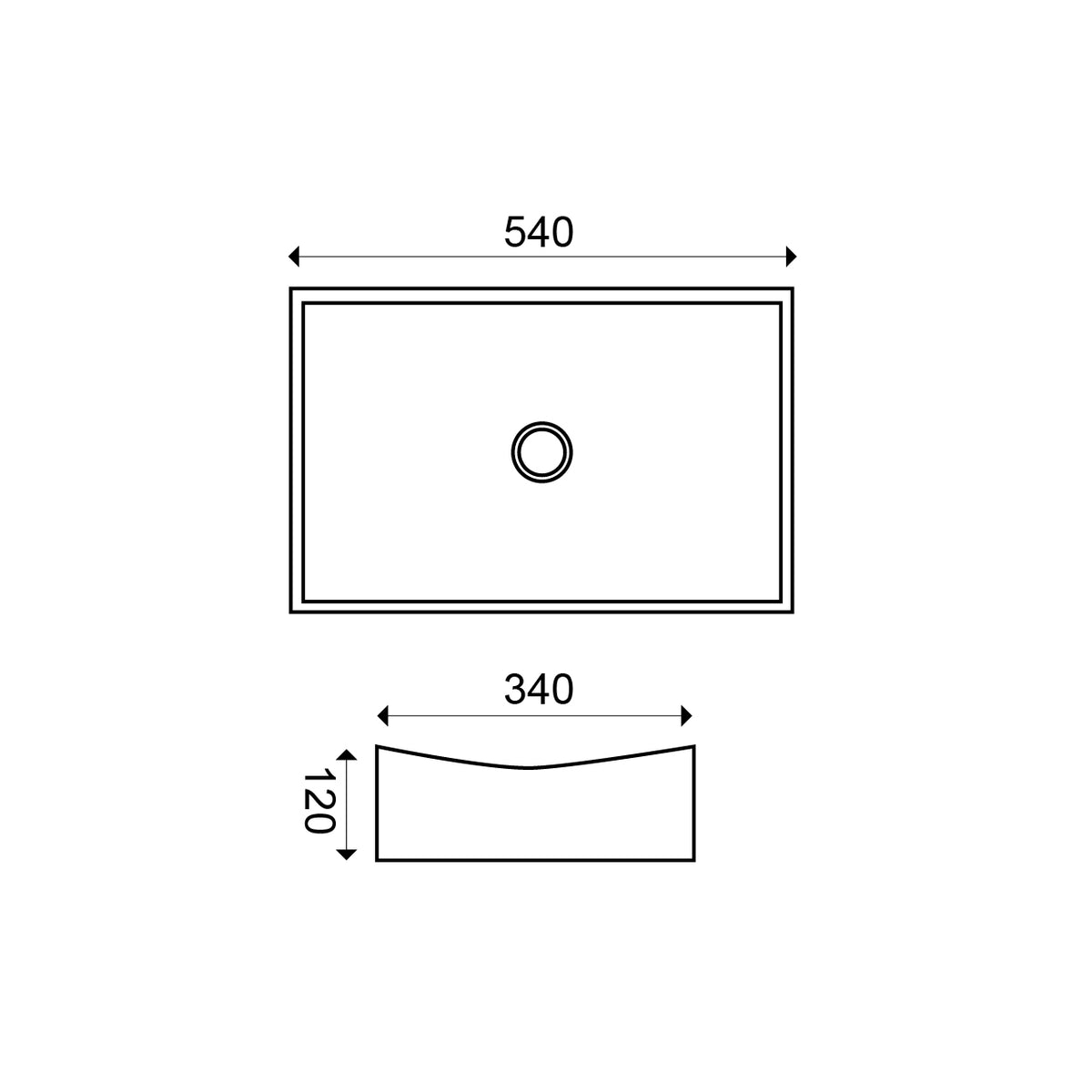 Slide waskom rechthoekig 55 x 35 x 12 cm keramiek glans wit