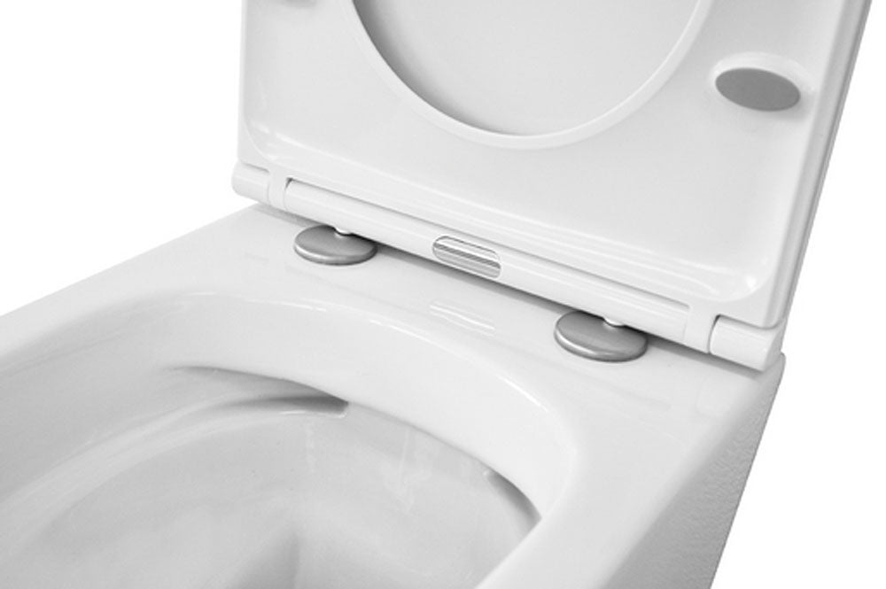 Vesta junior wandcloset rimless verkort met Flatline toiletzitting softclose en quick release glans wit
