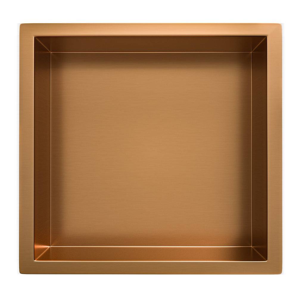 Demis inbouwnis 30 x 30 x 10 cm geborsteld brons koper PVD