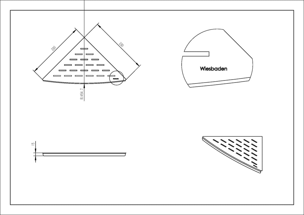InWall hoekplanchet 29 x 29 cm mat zwart