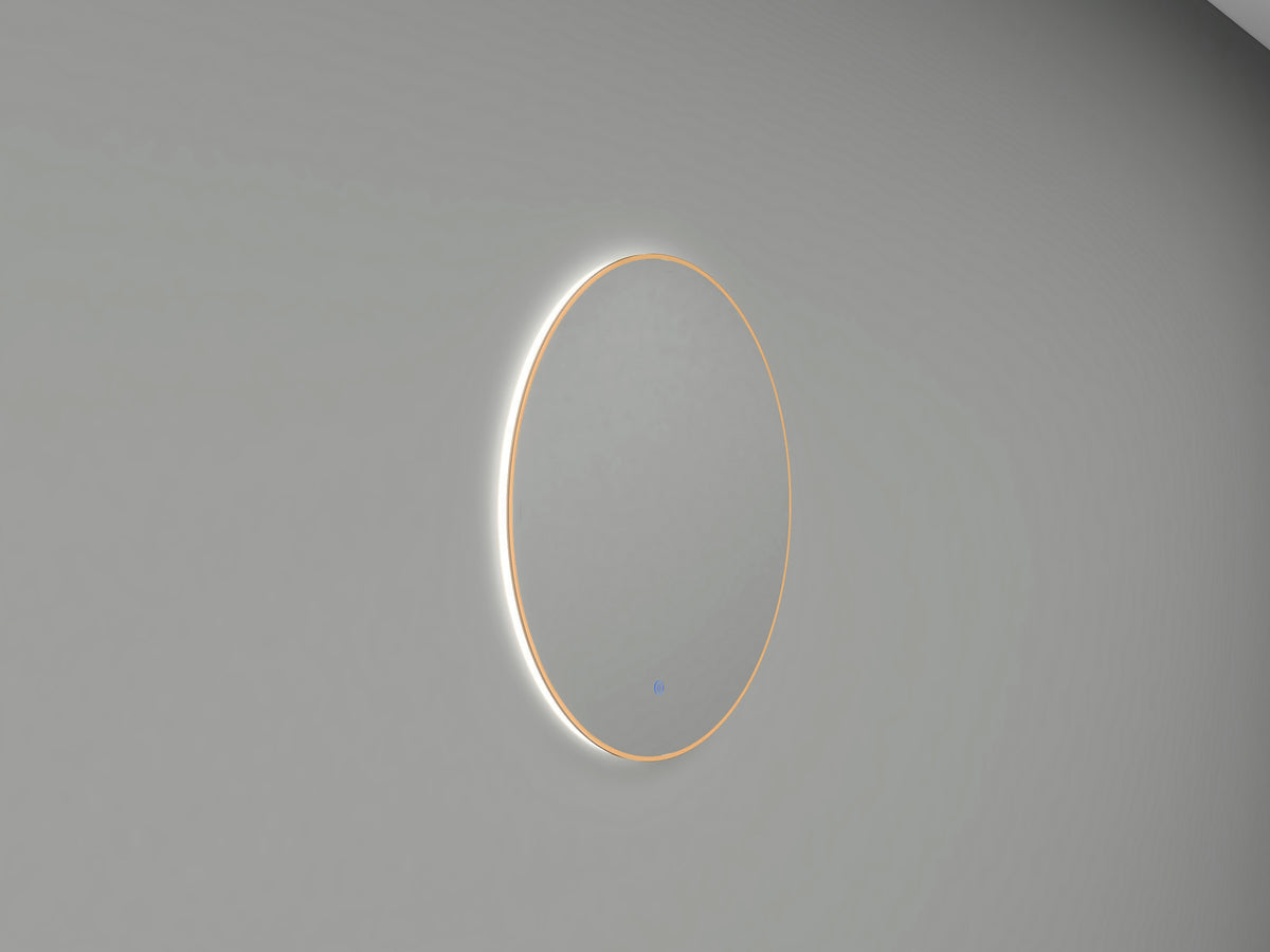Novi spiegel rond met LED, dimbaar geborsteld messing