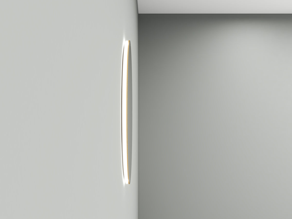 Novi spiegel rond met LED, dimbaar geborsteld messing
