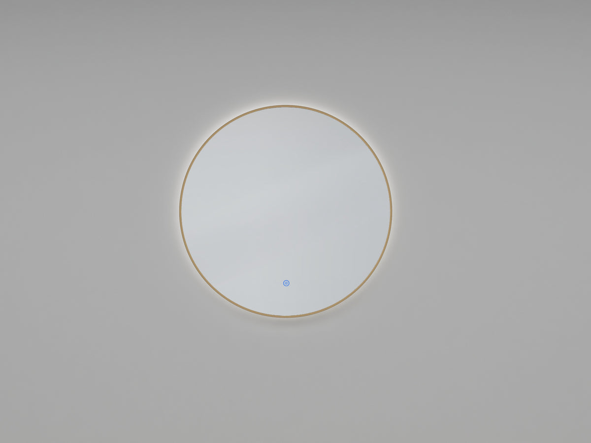 Novi spiegel rond met LED, dimbaar geborsteld messing