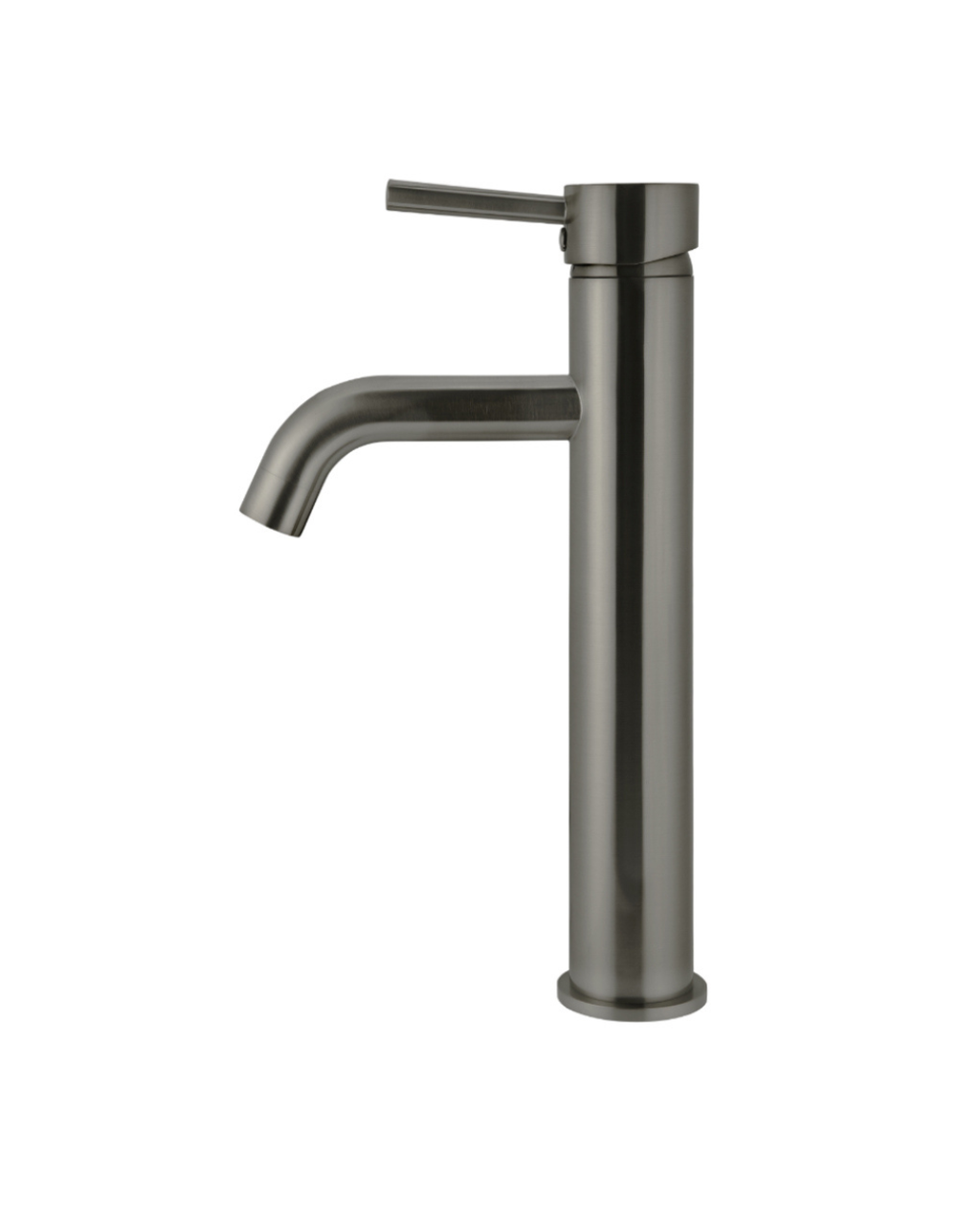 Meir gun metal PVD wastafelmengkraan hoog met gebogen uitloop