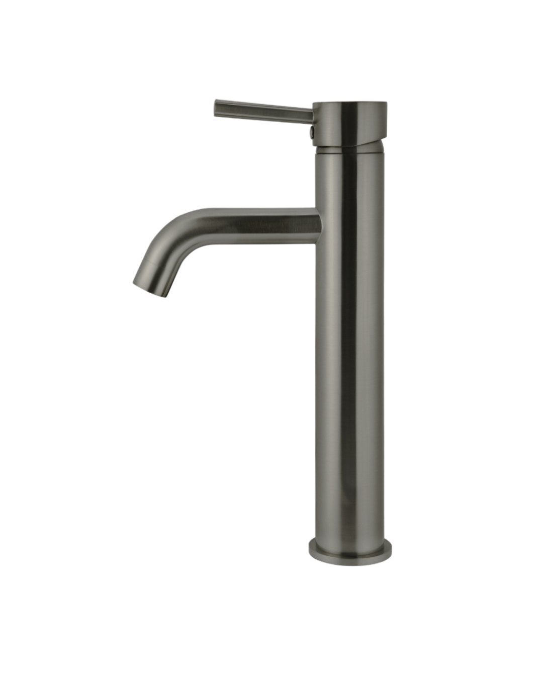 Meir gun metal PVD wastafelmengkraan hoog met gebogen uitloop