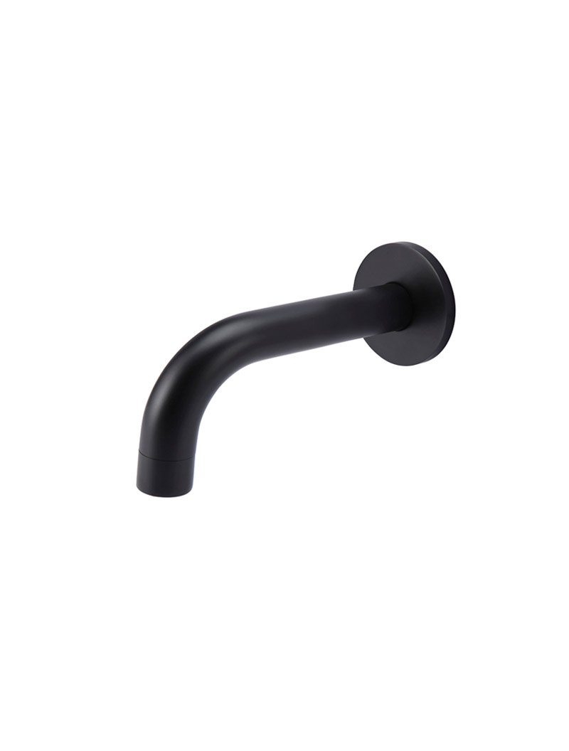 Ronde wanduitloop gebogen 130mm - Mat zwart