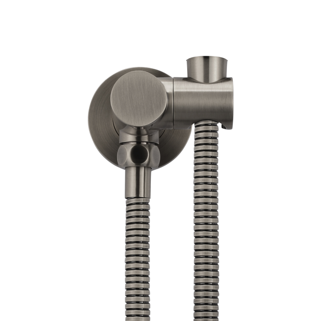Meir gun metal PVD handdouchehouder met watertoevoer en slang