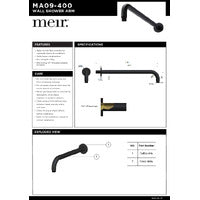 Technische tekening Meir MA09-400 gebogen wandarm 40 cm