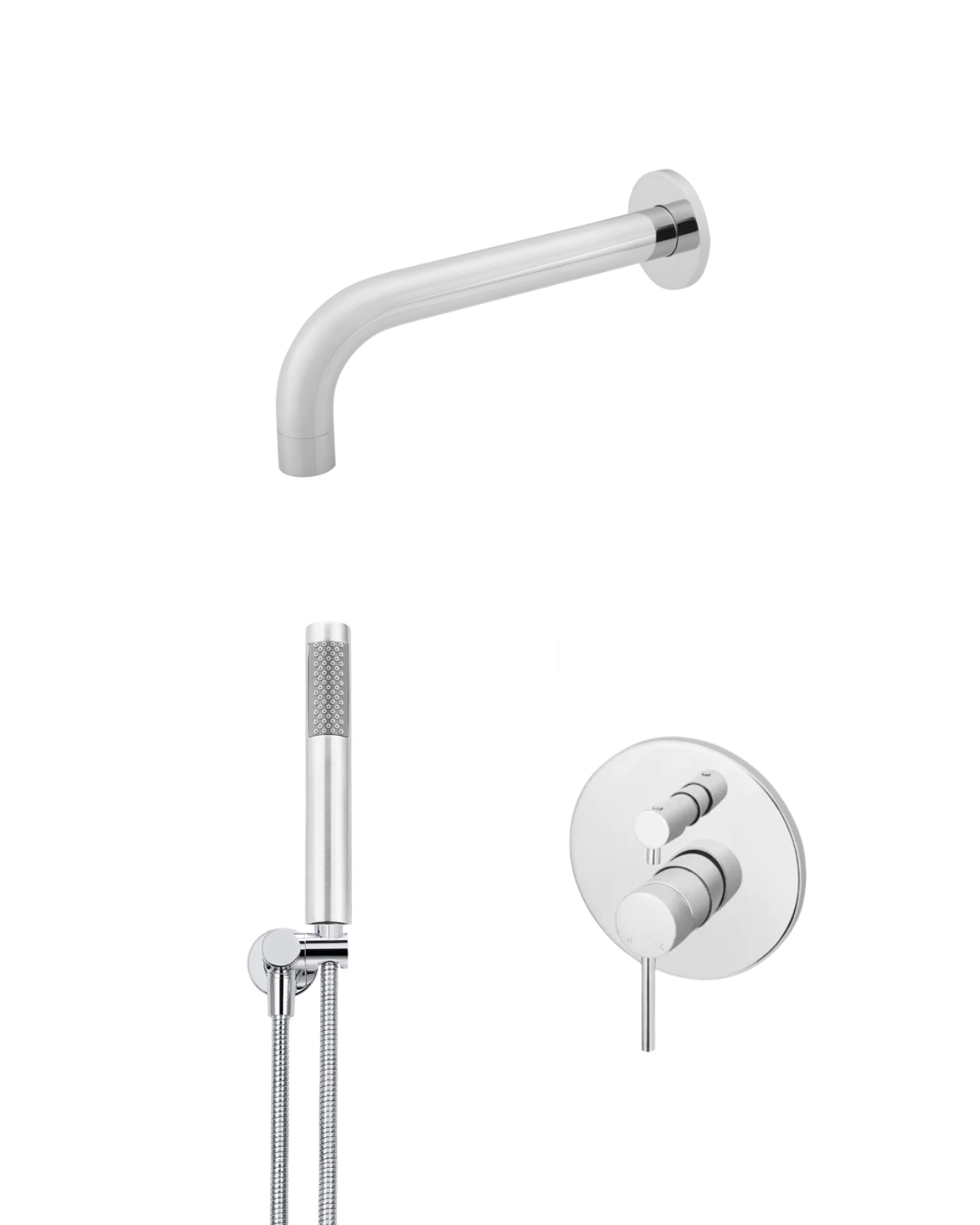 Meir chromen baduitloop met handdouche en inbouw mengkraan omstel groot