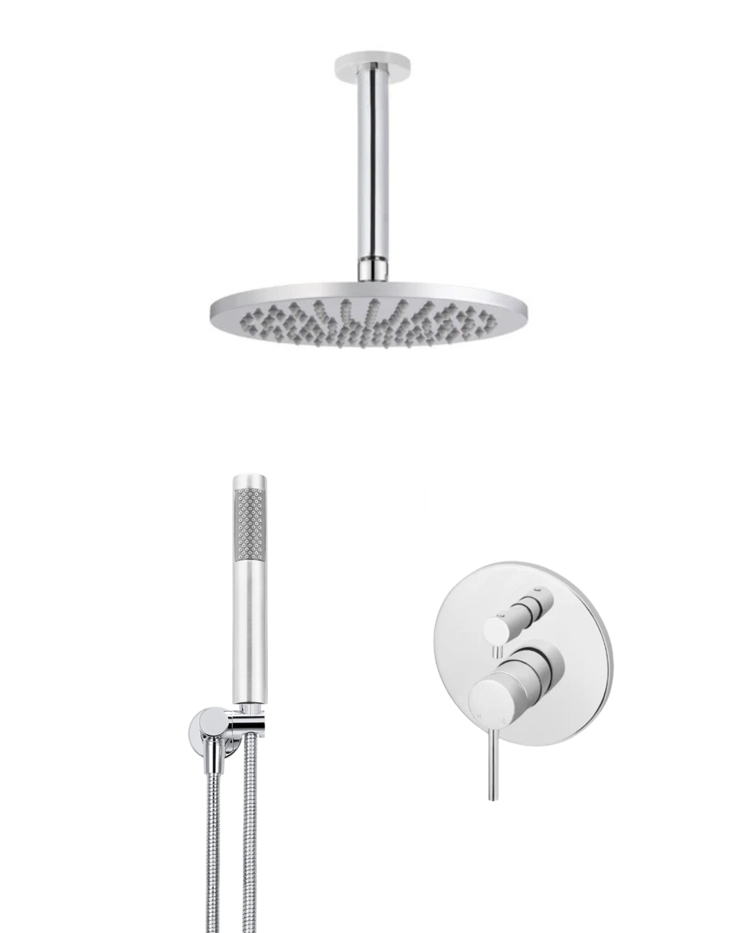 Meir chromen inbouw doucheset plafond met handdouche en mengkraan omstel groot