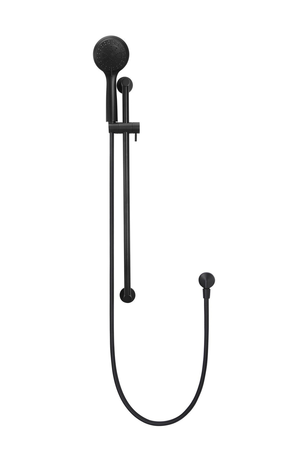 Meir mat zwarte handdouche rond met glijstang — afbeelding 2