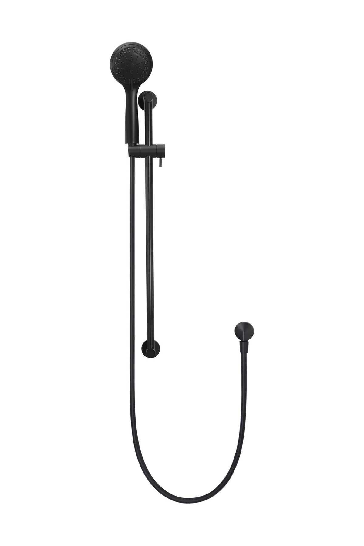 Meir mat zwarte handdouche rond met glijstang — afbeelding 2
