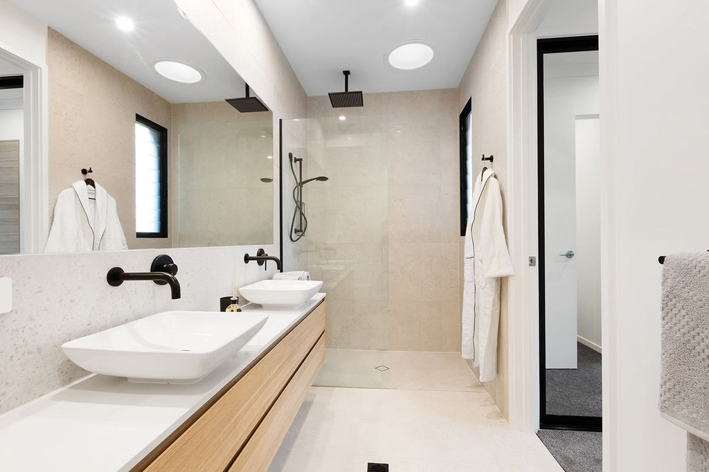 Meir mat zwarte handdouche rond met glijstang — afbeelding 4