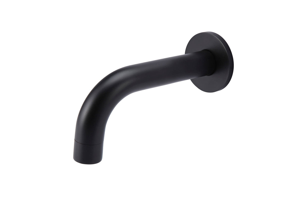 Ronde wanduitloop gebogen 130mm - Mat zwart