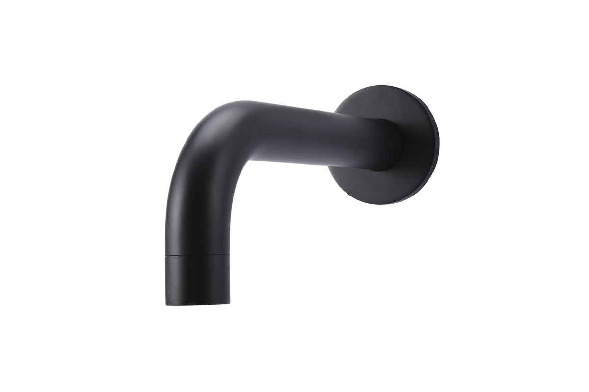 Ronde wanduitloop gebogen 130mm - Mat zwart