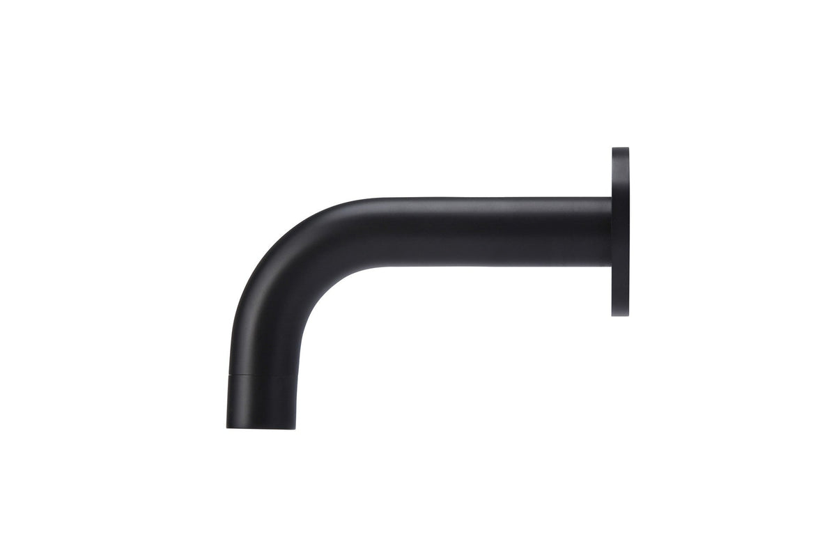 Ronde wanduitloop gebogen 130mm - Mat zwart